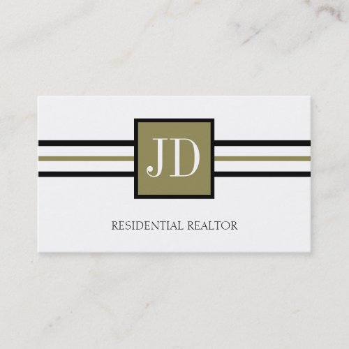 Residential Realtor Broker Monogram White Paper Business Cards