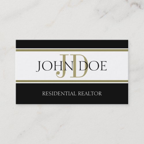 Residential Realtor Gold Stripes Business Card Template