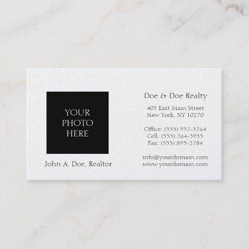 Residential Realtor Head Shot Platinum Paper Business Card Templates