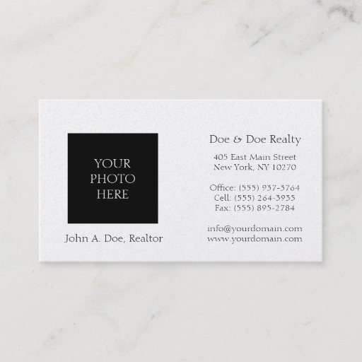 Customizable Residential Realtor Head Shot Platinum Paper Business Card Templates