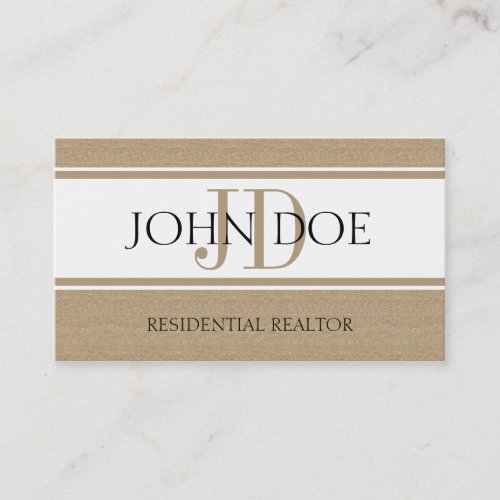 Residential Realtor Real Estate Monogram Dark Tan Business Card Templates