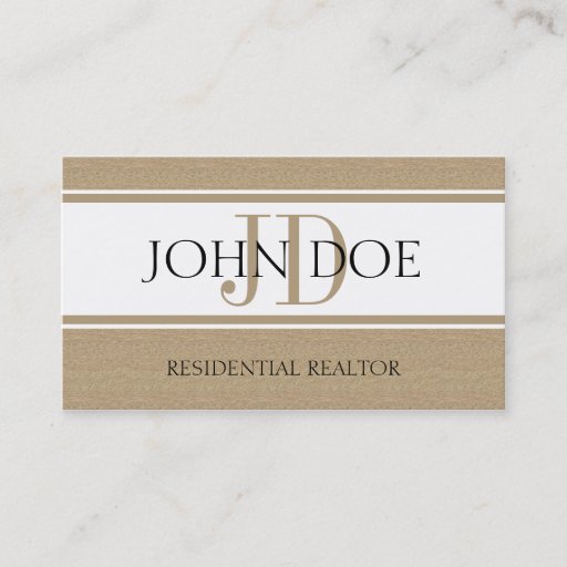 Customizable Residential Realtor Real Estate Monogram Dark Tan Business Card Templates