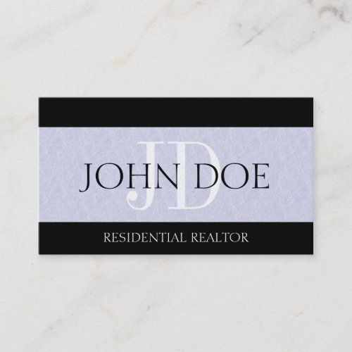 Residential Realtor Real Estate Monogram Platinum Business Card