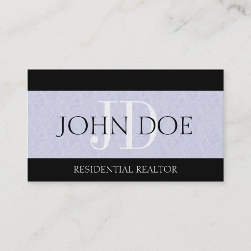 Customizable Residential Realtor Real Estate Monogram Platinum Business Card