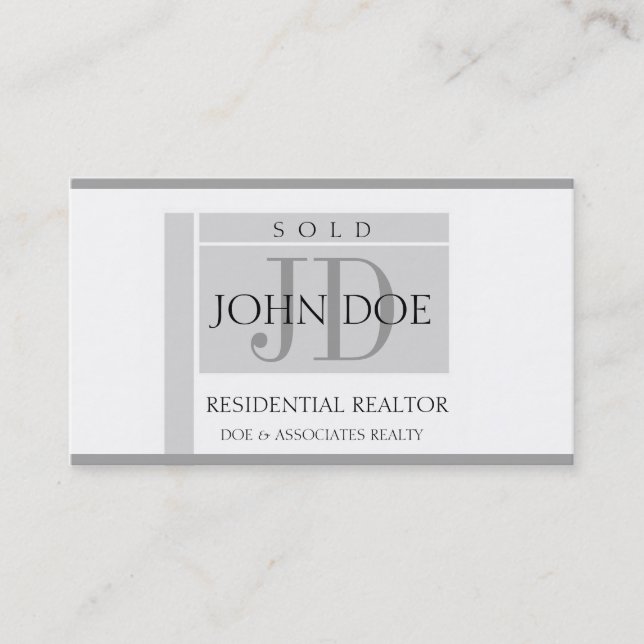 Residential Realtor Sign Edges W/W Business Card (Front)