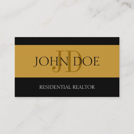 Customizable Residential Realtor Stripe Gold Business Card Templates