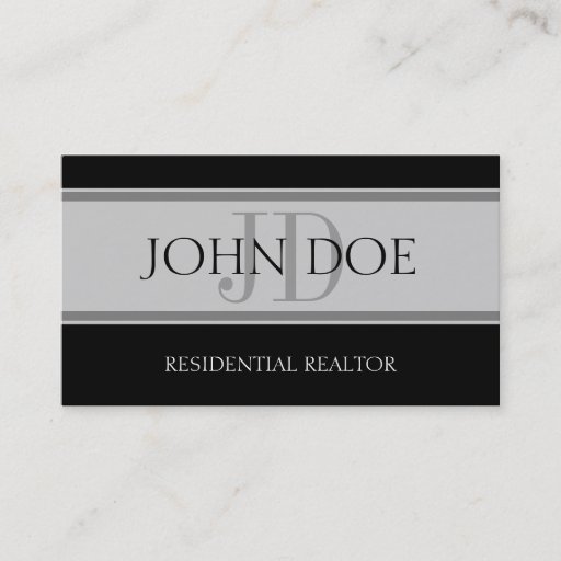 Customizable Residential Realtor Stripe Lt Grey Business Cards