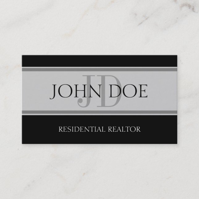 Residential Realtor Stripe Lt Grey Business Card (Front)