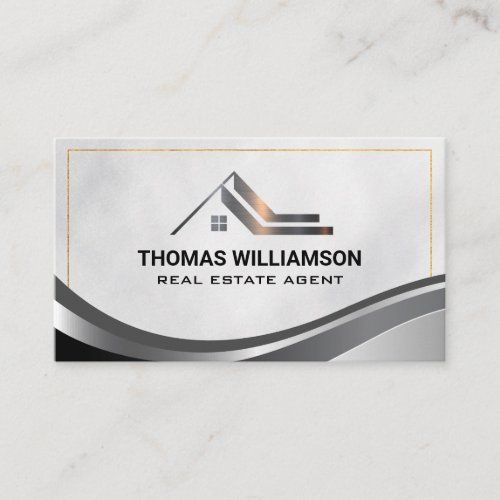 Residential Room  Metal Gold Border Business Card