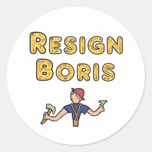 Resign Boris Classic Round Sticker