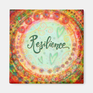 Resilience Pretty Orange Floral Inspirational Fun Magnet