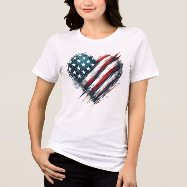 Resilient American Heart – Distressed Flag Design Tri-Blend Shirt (Front)
