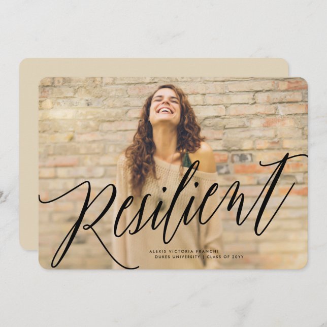Resilient Cursive Graduation Announcement (Front/Back)
