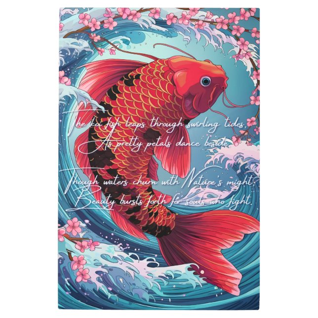 Resilient Koi Fish: Japanese Art & Sakura Waves (Front)