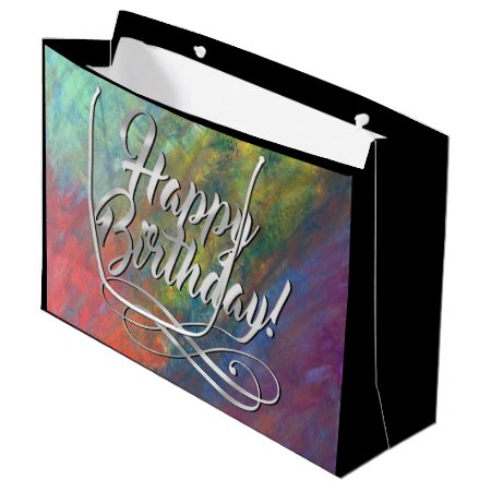 Resilient Roygbiv Abstract Rainbow Trendy Birthday Large Gift Bag