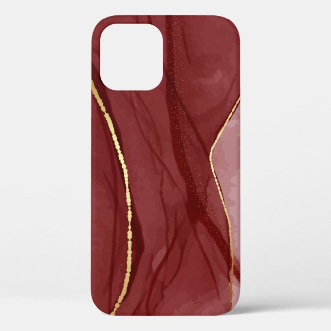Resin art, dark red marsala abstract background. E Case-Mate iPhone Case (Back)