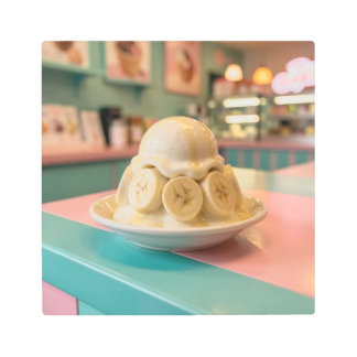 Resin Banana Sundae | Retro Ice Cream Shop Metal Print