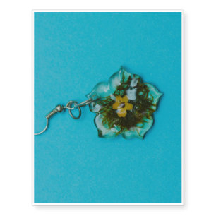 Resin flower earring macro temporary tattoos