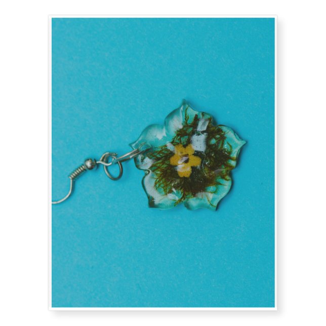 Resin flower earring macro temporary tattoos (Front)