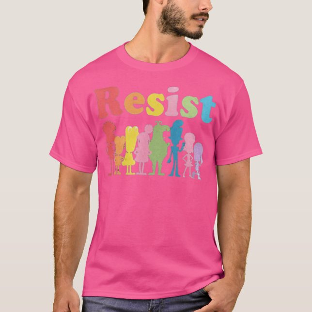 RESIST – 90s Cartoon Rainbow Pride Protest T-Shirt (Front)