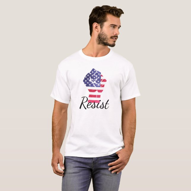 Resist American Flag Democrat Anti Trump Shirt (Front Full)