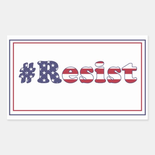 Resist _ American Flag Typography Protest Rectangular Sticker