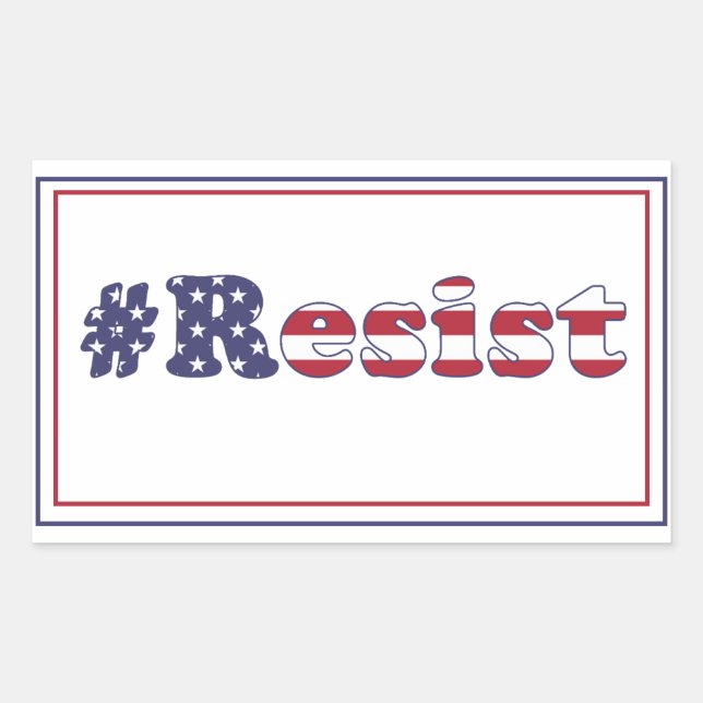 Resist - American Flag Typography Protest Rectangular Sticker (Front)