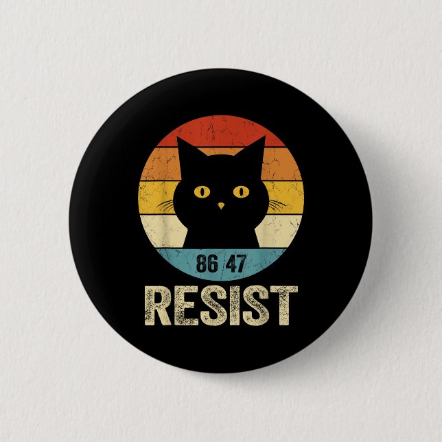 Resist Anti Trump Tee Retro Resist Anti Trump Cat  Button (Front)