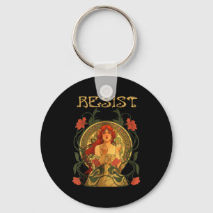 Resist Art Nouveau Mucha Anti-trump Women Feminist Keychain