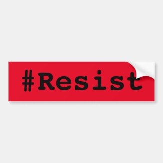 #Resist, bold black text on red bumper sticker