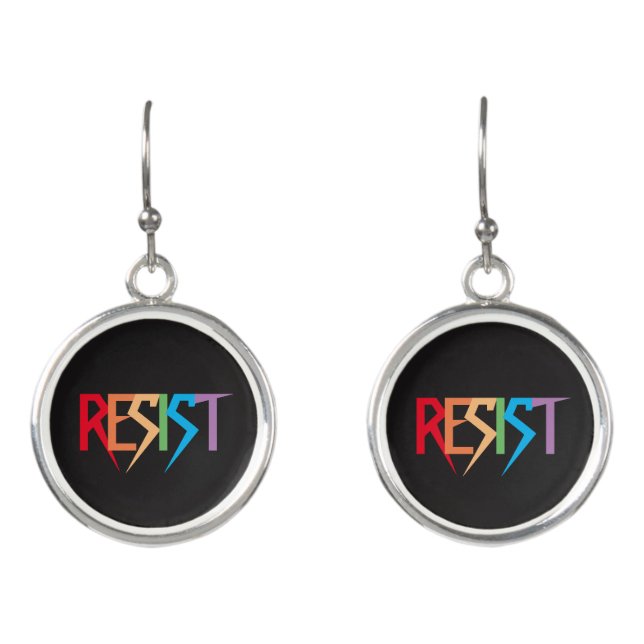 Resist Colorful Rainbow Earrings (Front)