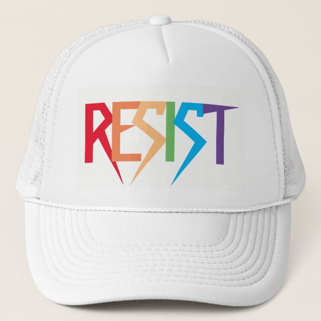 Resist Colorful Rainbow Trucker Hat (Front)