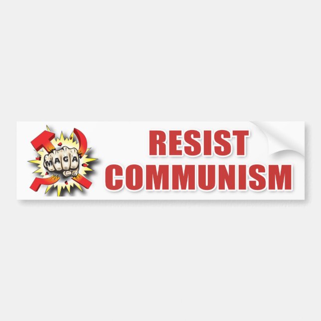 RESIST COMMUNISM Smashed Hammer and Sickle Pro USA Bumper Sticker (Front)