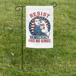 resist democracy has no kings garden flag