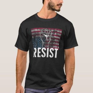 Resist Distressed Upside Down American Flag USA T T-Shirt