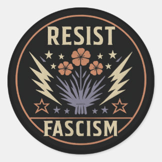 RESIST FASCISM CLASSIC ROUND STICKER