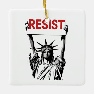 Resist Fascism Floral Transgender LGBTQ Anti-Trump Ceramic Ornament