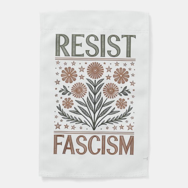 Resist Fascism Floral Transgender LGBTQ Anti-Trump Garden Flag (Front)