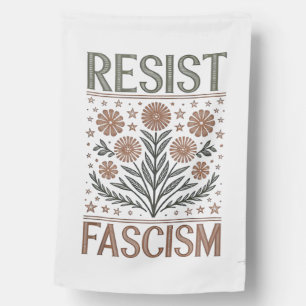 Resist Fascism Floral Transgender LGBTQ Anti-Trump House Flag