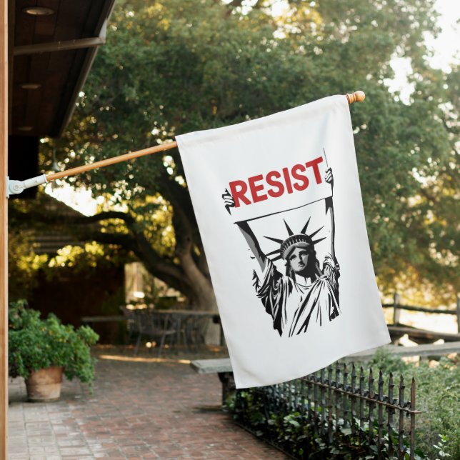 Resist Fascism Floral Transgender LGBTQ Anti-Trump House Flag (In SItu)