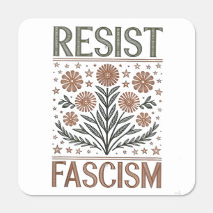 Resist Fascism Floral Transgender LGBTQ Anti-Trump Metal Sign