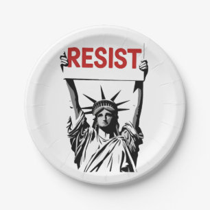 Resist Fascism Floral Transgender LGBTQ Anti-Trump Paper Plates