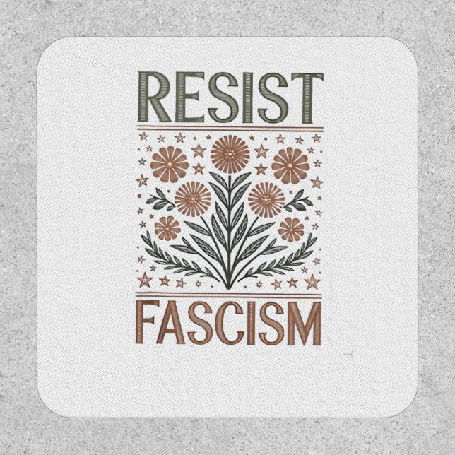 Resist Fascism Floral Transgender LGBTQ Anti-Trump Patch (Front)