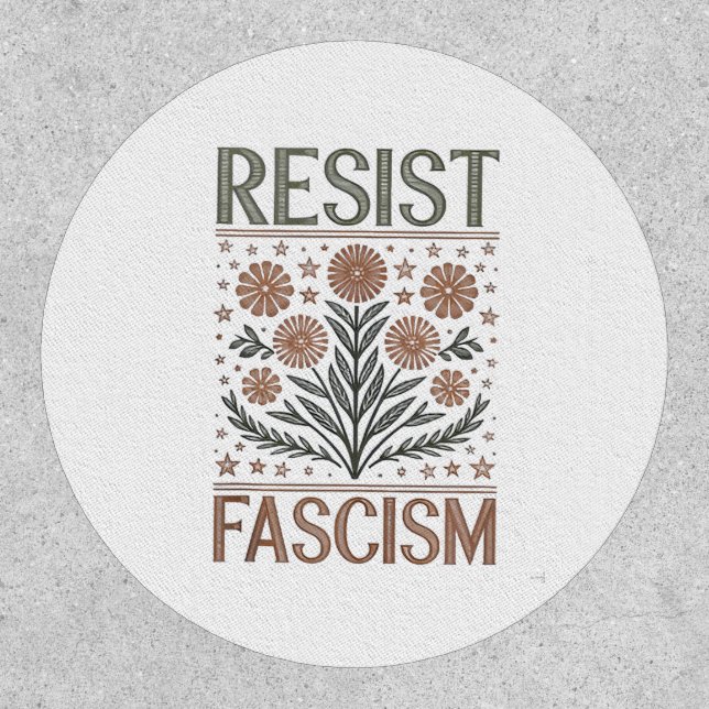 Resist Fascism Floral Transgender LGBTQ Anti-Trump Patch (Front)
