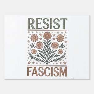 Resist Fascism Floral Transgender LGBTQ Anti-Trump Sign