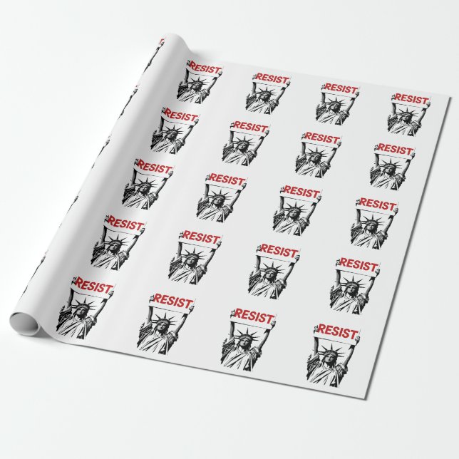 Resist Fascism Floral Transgender LGBTQ Anti-Trump Wrapping Paper (Unrolled)