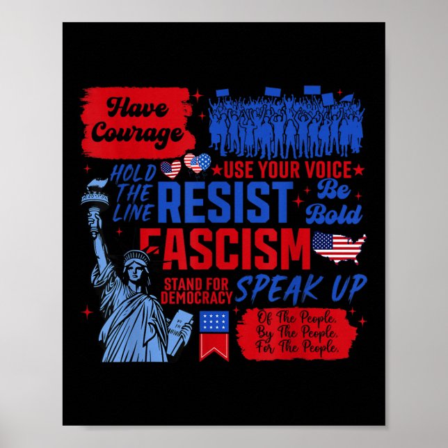 Resist Fascism Liberal Activist Statue Of Liberty  Poster (Front)
