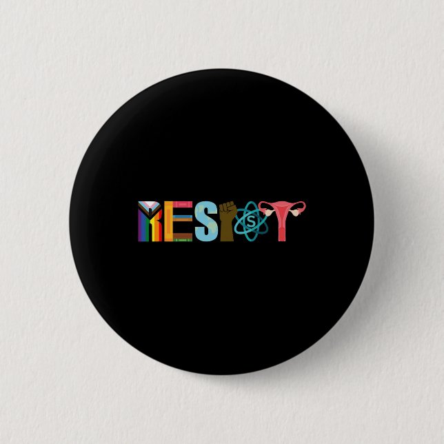 Resist Feminist Pride Science Equality Activism  Button (Front)