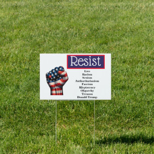 Resist Fist American Flag Anti Trump Sign