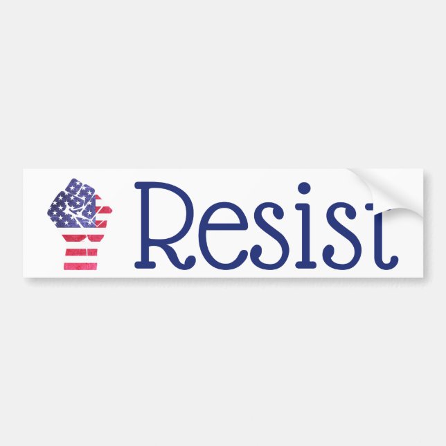 Resist Fist American Flag Democrat Anti Trump Bumper Sticker (Front)